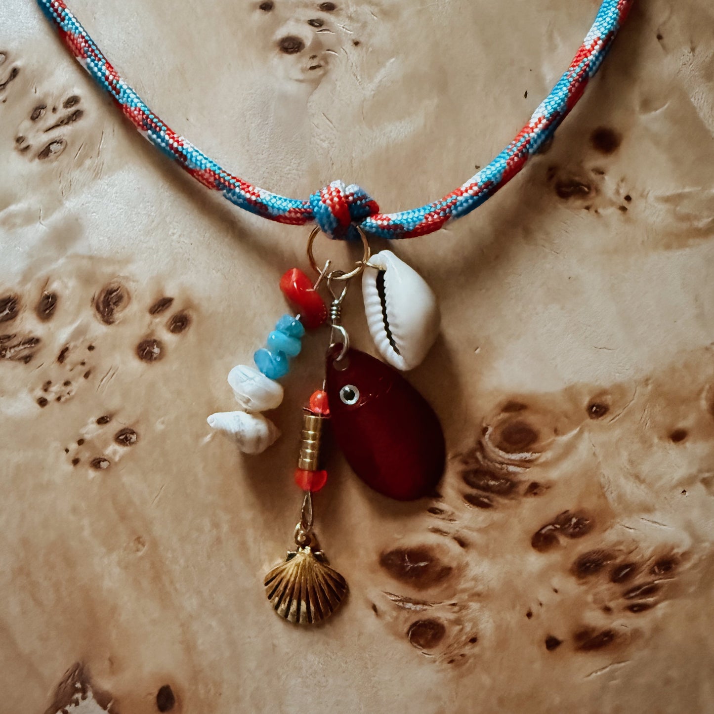 Red Snapper Necklace – Handmade Fishing Lure & Shell Jewelry